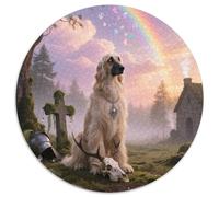 Afghan Hound 1000 Pieces Jigsaws Stress Reliever Difficult Challenge for Adults & Kids Challenging Cute Pets Round Puzzles Home Decor Gifts (67.5x67.5cm)