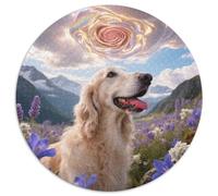 Afghan Hound 1000 Pieces Jigsaws Stress Reliever Difficult Challenge for Adults & Kids Challenging Cute Pets Round Puzzles Home Decor Gifts (67.5x67.5cm)