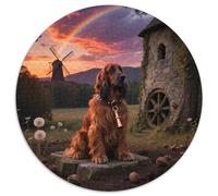 Afghan Hound 1000 Pieces Jigsaws Stress Reliever Difficult Challenge for Adults & Kids Challenging Cute Pets Round Family Game Gifts (67.5x67.5cm)