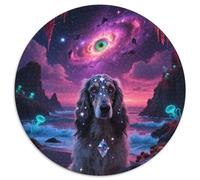 Afghan Hound 1000 Pieces Jigsaws Stress Reliever Difficult Challenge for Adults & Kids Creative Cute Pets Creative Round Jigsaw Puzzles Home Decor Gifts (67.5x67.5cm)