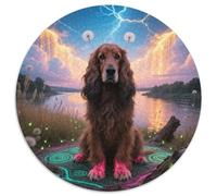 Afghan Hound 1000 Pieces Jigsaws Stress Reliever Difficult Challenge for Adults & Kids Creative Cute Pets Creative Round Jigsaw Puzzles Family Game Gifts (67.5x67.5cm)