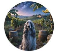 Afghan Hound 1000 Pieces Jigsaws Stress Reliever Difficult Challenge for Adults & Kids Creative Cute Pets Circular Puzzle Family Game Gifts (67.5x67.5cm)