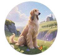 Afghan Hound 1000 Pieces Jigsaws Stress Reliever Difficult Challenge for Adults & Kids Puzzle Cute Pets Creative Round Jigsaw Puzzles Family Game Gifts (67.5x67.5cm)