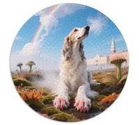 Afghan Hound 1000 Pieces Jigsaws Stress Reliever Difficult Challenge for Adults & Kids Puzzle Cute Pets Round Home Decor Gifts (67.5x67.5cm)