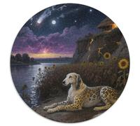 Afghan Hound 1000 Pieces Jigsaws Stress Reliever Difficult Challenge for Adults & Kids Puzzle Cute Pets Creative Round Jigsaw Puzzles Home Decor Gifts (67.5x67.5cm)