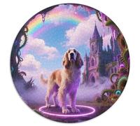 Afghan Hound 1000 Pieces Jigsaws Stress Reliever Difficult Challenge for Adults & Kids Unique Challenge Game Cute Pets Round Puzzles Home Decor Gifts (67.5x67.5cm)
