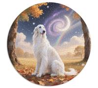 Afghan Hound 1000 Pieces Jigsaws Stress Reliever Difficult Challenge for Adults & Kids Unique Challenge Game Cute Pets Circular Puzzle Family Game Gifts (67.5x67.5cm)
