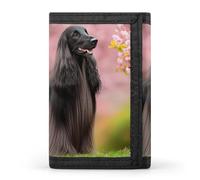 Afghan Hound Dog Slim Trifold Wallet with Key Ring | Polyester Wallet Coin Pocket Storage Card Holder for Travel Work Men Women