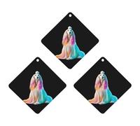 Afghan Hound Dog with Rainbow Hair Car Air Freshener 3-pack Aromatherapy Tablets Hanging Scented Cards for Rooms Bathrooms Wardrobe Rhombus