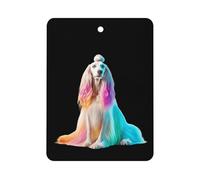 Afghan Hound Dog with Rainbow Hair Car Air Freshener Aromatherapy Tablets Hanging Scented Cards for Rooms Bathrooms Wardrobe Square