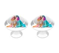 Afghan Hound Dog with Rainbow Hair Cute Drawer Handles Modern Round Design Colorful Drawers Knobs Perfect for Kitchen Cabinets Dressers