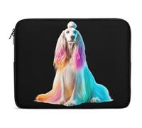 Afghan Hound Dog with Rainbow Hair Laptop Sleeve Case with Zippered Notebook Computer Pocket Protective for Office Travel