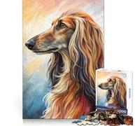Afghan Hound Portrait Painting Jigsaw Puzzles 1000 Pieces for Adults Think Sharper True Detail Home Play Christmas Surprise (38x52cm)