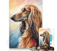 Afghan Hound Portrait Painting Puzzles for Adults 1000 Pieces Brain Calisthen Indoor Play Pattern Assemble Home Display (50x75cm)
