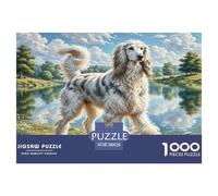 Afghan Hound Recycled Paper Jigsaw Puzzle: Dog Walks by Lakeside for Adults 14-99 Years Educational Game Challenge 38x26cm/1000pcs