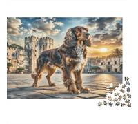 Afghan Hound Recycled Paper Mixed Breed Dog in Snowy Village Jigsaw Puzzle Family Friendly Educational Toy 52x38cm/1000pcs