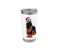 Afghan Hound Santa Hat Christmas Lights Dog Owner Mom Dad Stainless Steel Insulated Tumbler