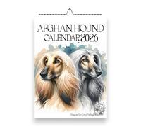 Afghan Hound Wall Calendar 2026, A4 Size 21 x 29.7 cm, Monthly Format with UK & US Holidays, Dog Lover Gift,Afghan Calendar 2026,Afghan hound gifts,Dog Calendars,Wall 2026,Afghans,Dog Gifts