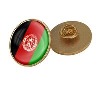 Afghanistan Flag Brooches - Ethnic Style Hip Hop Flag Shape Badge Pin,Vintage Brooch For Women Men Charm Jewelry Patriot Clothing Bag Accessories Round
