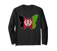 Afghanistan Flag Butterfly Design Long Sleeve T-Shirt