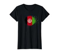 Afghanistan Flag Spray Paint Splatter Style Value Graphic T-Shirt, Women, Black, S
