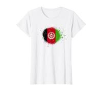 Afghanistan Flag Spray Paint Splatter Style Value Graphic T-Shirt, Women, White, L