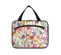 Afghanistan Flower Beauty Flower Hanging Toiletry Bag for Men with Hook, Designer Essentials Shave kit for Women Vacation cartera para maquillaje L