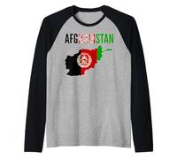 Afghanistan Map Flag National Pride Design Raglan Baseball Tee