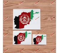Afghanistan Map Flag Outline Vinyl Decal Sticker - 3 Pack Glossy, 7.6cm, 10.2cm, 15.2cm - for Car Boat Laptop Cup