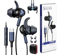 AFGHOA USB C Headphones Wingtip Wired Earbuds Noise Isolation in Ear Buds Head Phone Type C Earphone for iPhone 17 Pro Max 16e 16 15 HiFi Stereo Headset for iPad A16 for Samsung S26 Ultra S25 A17 A16