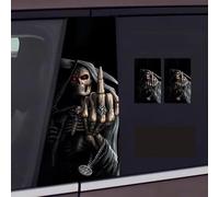AFGQIANG 2Pcs Car Center Pillar Skull, HD Printed PVC, Halloween Cars Body Horror, Personalized Skull Car Sticker