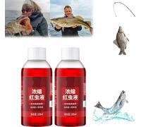 AFGQIANG Red 40 Fishing Liquid,Red Ink Fishing,Strong Fish Attractant High Concentrated Red Worm Liquid Bait,Bait Fish Additive,Fish Bait Attraction Enhancer for Trout, Cod, Carp, Bass (2pcs)