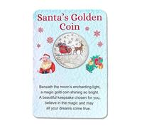 AFGQIANG Santa Gold Coins for Christmas Eve Boxes, Santa Claus Souvenir Coin Xmas Coin,Christmas Commemorative Coins with Message Card, New Year Gift Collectible Souvenir Coins (Sliver)