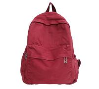 AFGWK Vintage Canvas Backpack for Women, Grunge Hippie, Cute Boho School Backpack, Casual Y2K Aesthetic Backpack, red, 5.5 x 11.4 x 15.3 inches