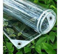 AFHRJNX 2.2x1.2m Clear Heavy Duty Tarpaulin Waterproof 420 g/m² Clear Tarp with Eyelets, Outdoor Transparent Tarp PVC Tarpaulin Windproof Tear Resistant With Nylon Rope for Garden, Gazebo