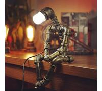 AFHRJNX Steampunk Lamp Creative Robot Pipe Lamps, Cool Desk Lamp for Men, Unique Lamps Rustic Industrial Edison Lamp, Vintage Antique Home Decor Ideal for Bedrooms, Living Rooms, Bedside