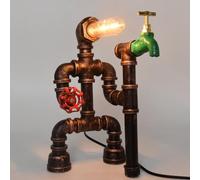 AFHRJNX Vintage Industrial Water Pipe Table Lamp Steampunk Rusted Iron Loft Edison Robotic Desk Lamp (Not Included Bulb) [Energy Class
