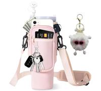 AFIAFTY Water Bottle Holder with Strap, Stanley Bag/Stanley Cup Holder with Strap for Stanley Quencher H2.0 40 oz, Tumbler Accessories with Coal Ball Pendant & Carabiner, Stanley Cup Accessories