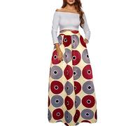 Afibi Women African Printed Maxi Skirt Flared Skirt A Line Long Skirts with Pockets S-5XL, Pattern 11, M