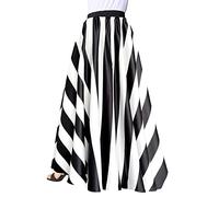 Afibi Women Chiffon Mopping Floor Length Big Hem Solid Beach High Waist Maxi Skirt - Black - Medium