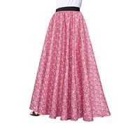 Afibi Women Chiffon Mopping Floor Length Big Hem Solid Beach High Waist Maxi Skirt, Coral, Large