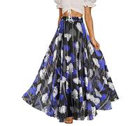 Afibi Women Full/Ankle Length Blending Maxi Chiffon Long Skirt Beach Skirt, A-navy Blue, 3XL