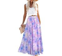 Afibi Women Full/Ankle Length Blending Maxi Chiffon Long Skirt Beach Skirt, A-purple, S
