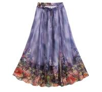 Afibi Women Full/Ankle Length Blending Maxi Chiffon Long Skirt Beach Skirt, Design X, 3XL