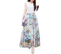 Afibi Women Full/Ankle Length Blending Maxi Chiffon Long Skirt Beach Skirt - White - Small