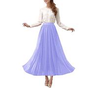 Afibi Womens Chiffon Retro Long Maxi Skirt Vintage Dress (X-Large, Lavender)
