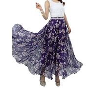 Afibi Women's Skirts Full/Ankle Length Blending Maxi Chiffon Long Skirt Beach Skirt, Design T, XX-Large