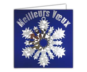 Afie 23050 Happy New Year Best Greetings Silver Snowflake Glossy Card with White Envelope