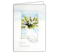 AFIE 35-057 MPB Lucky Charm Card with Envelope Shiny Silver Bouquet of 13 White Bells 1st May Orchid Flowers Party Spring