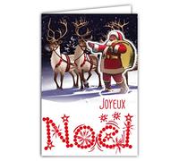 Afie 61-6037 Merry Christmas Card with Envelope and Collage in Reindeer in Snow Night Eve Gifts Costume Red Hat Boots